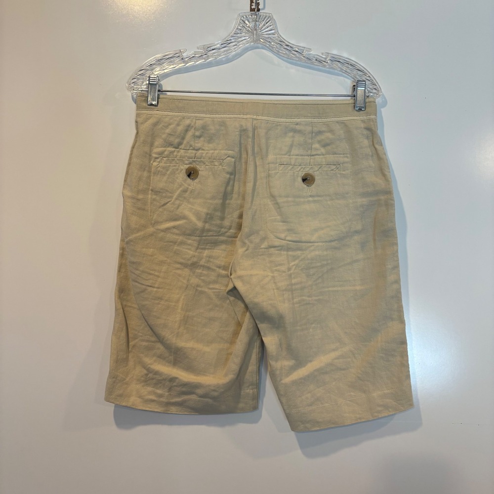 Banana Republic Linen Drawstring Bermuda Shorts Beige Womens Size 6 - Picture 2 of 4